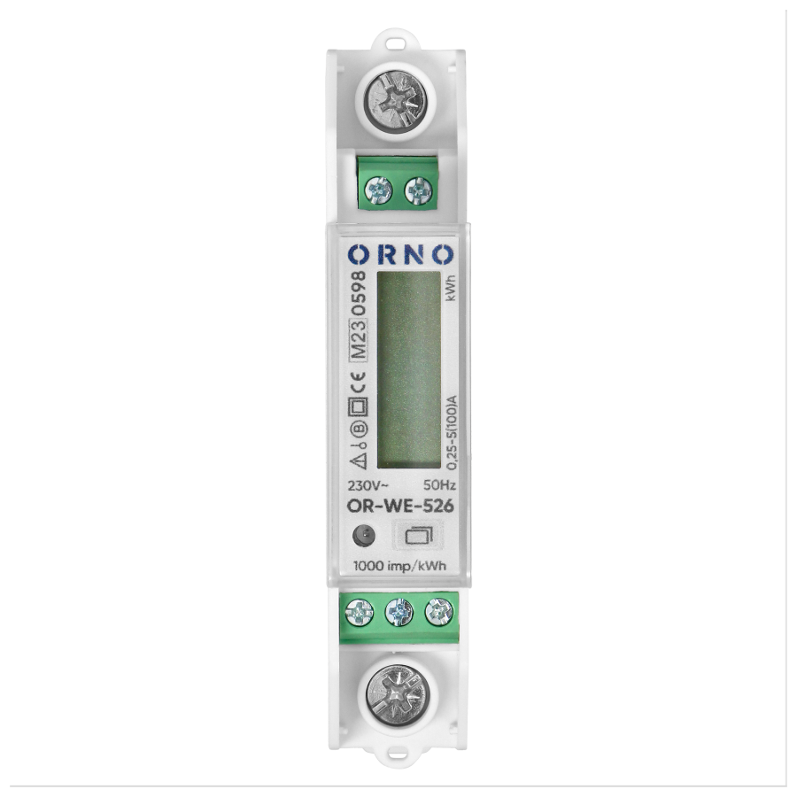 1-phase electricity meter, bidirectional, multi-tariff, 100A, RS-485 port, MID, 1 module, DIN TH-35mm